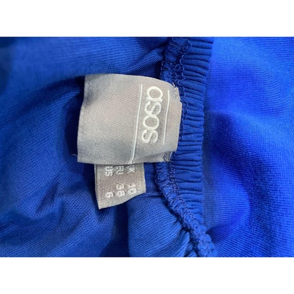 ASOS Embroidered Off Shoulder Mini Dress Blue 6 - Picture 9 of 9